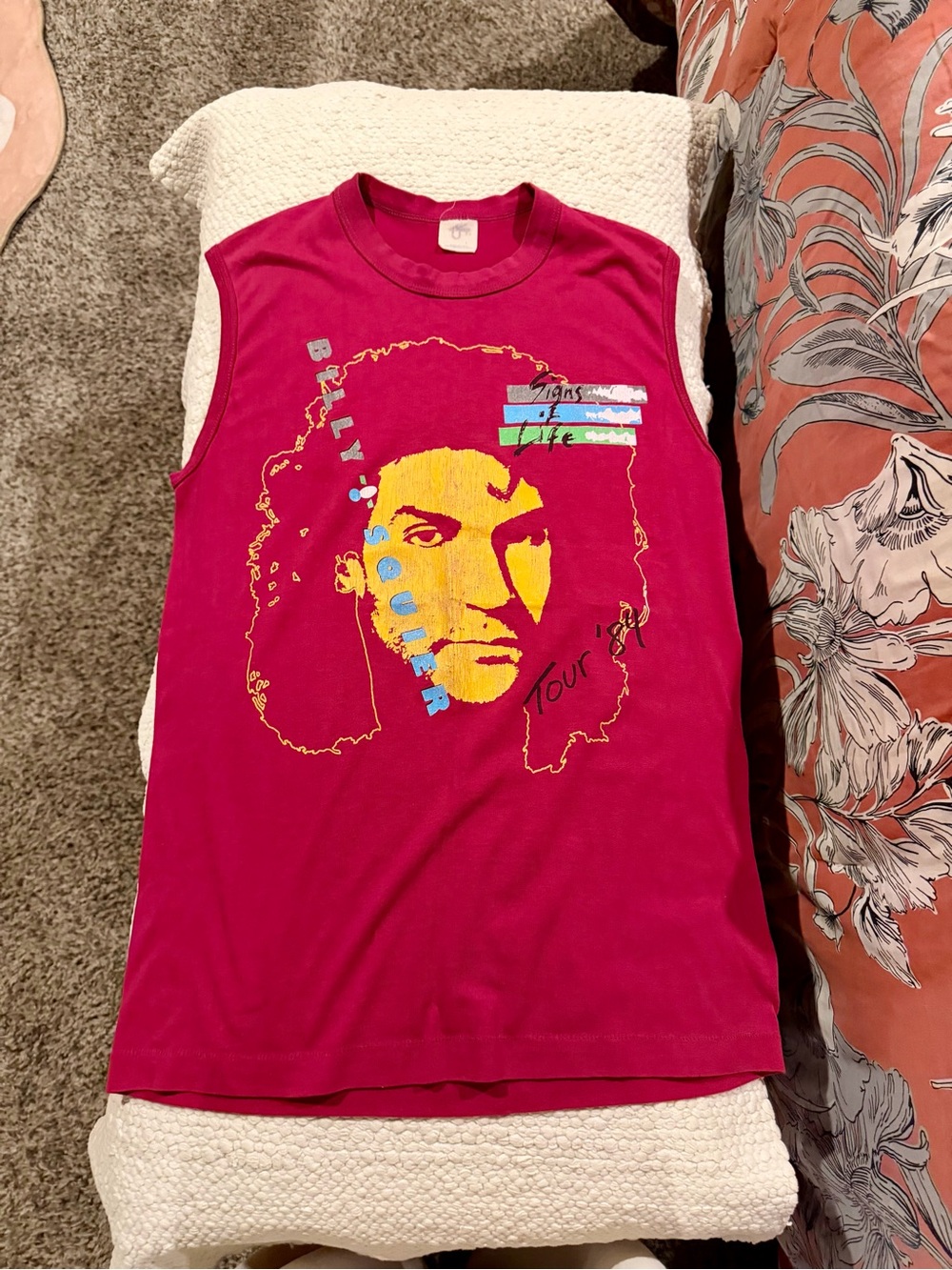 Vintage Billy Squier Music Tour Sleeveless Tee - Magenta